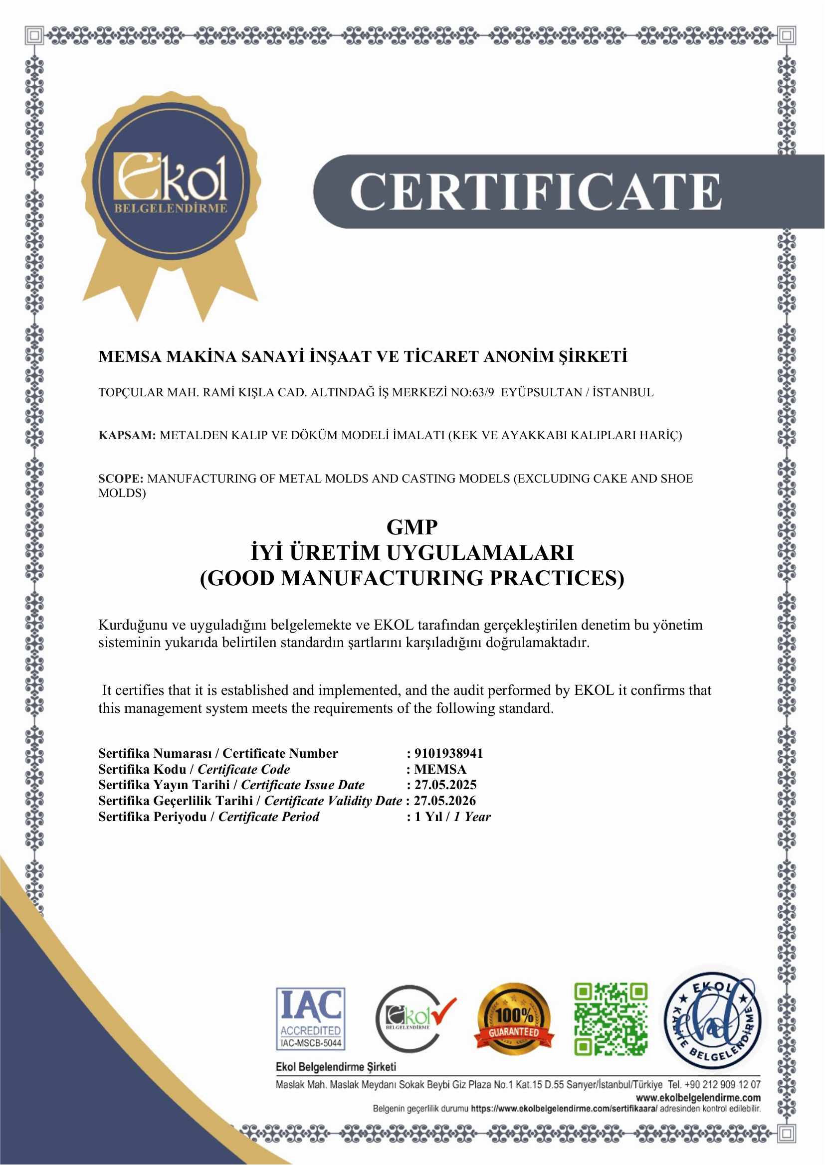 GMP İyi Üretim Uygulamaları